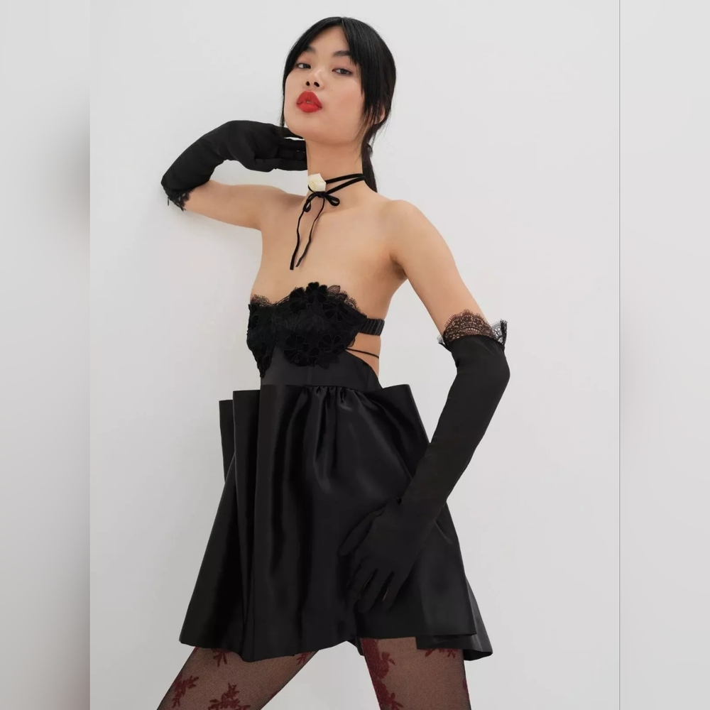 ~SOLD~ Dolls Kill For Love and Lemons Black Lace Virginia Mini Dress w Gloves S - Picture 10 of 10